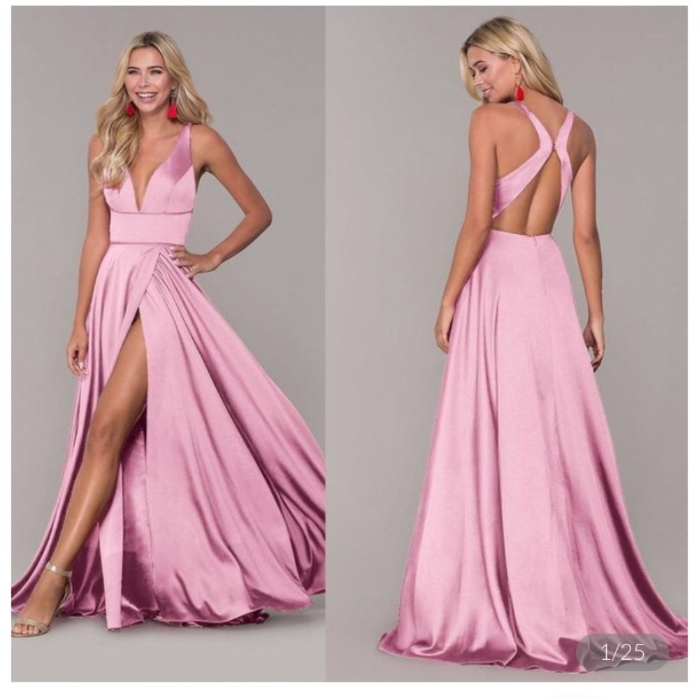 A-Line V-Neck Backless Long (prom) Dress